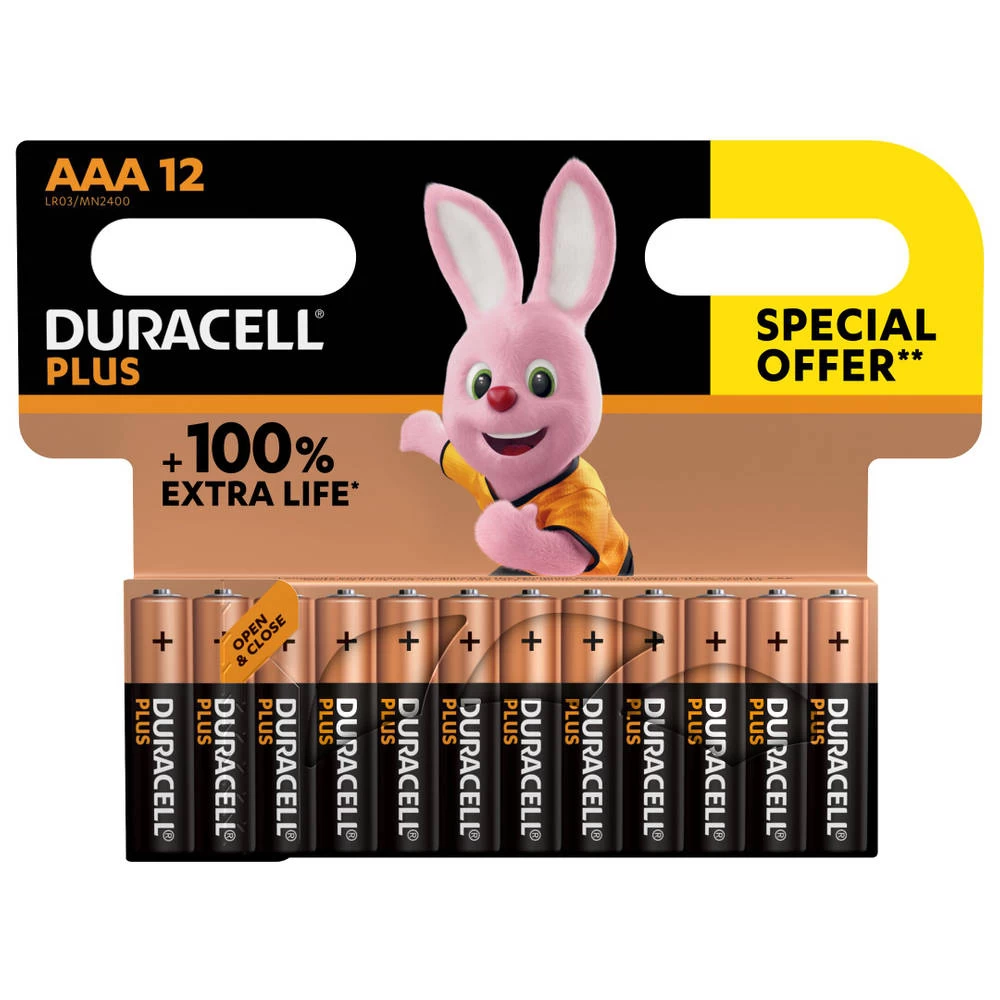 Duracell Alka Plus AAA-batterijen Set 12-delig